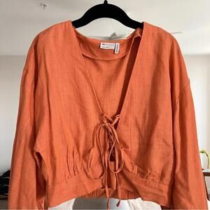 Orange Tie-Front Top